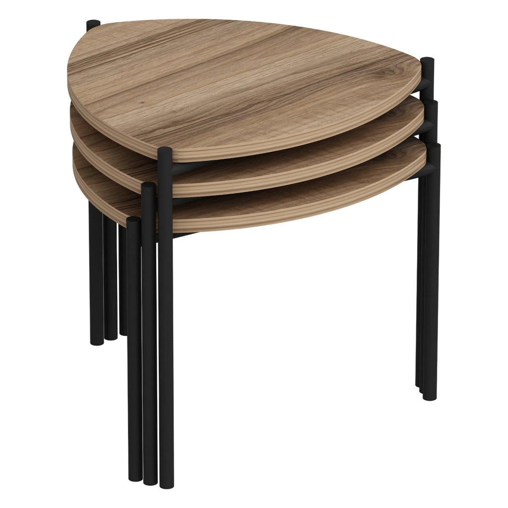 Carro, Tavolino da Salotto set 3 Pezzi, 45x45x45h cm Marrone Noce