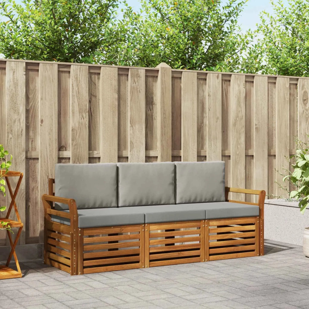 Set divani con cuscino 3 pcs Grigio Naturale e Chiaro 3374291