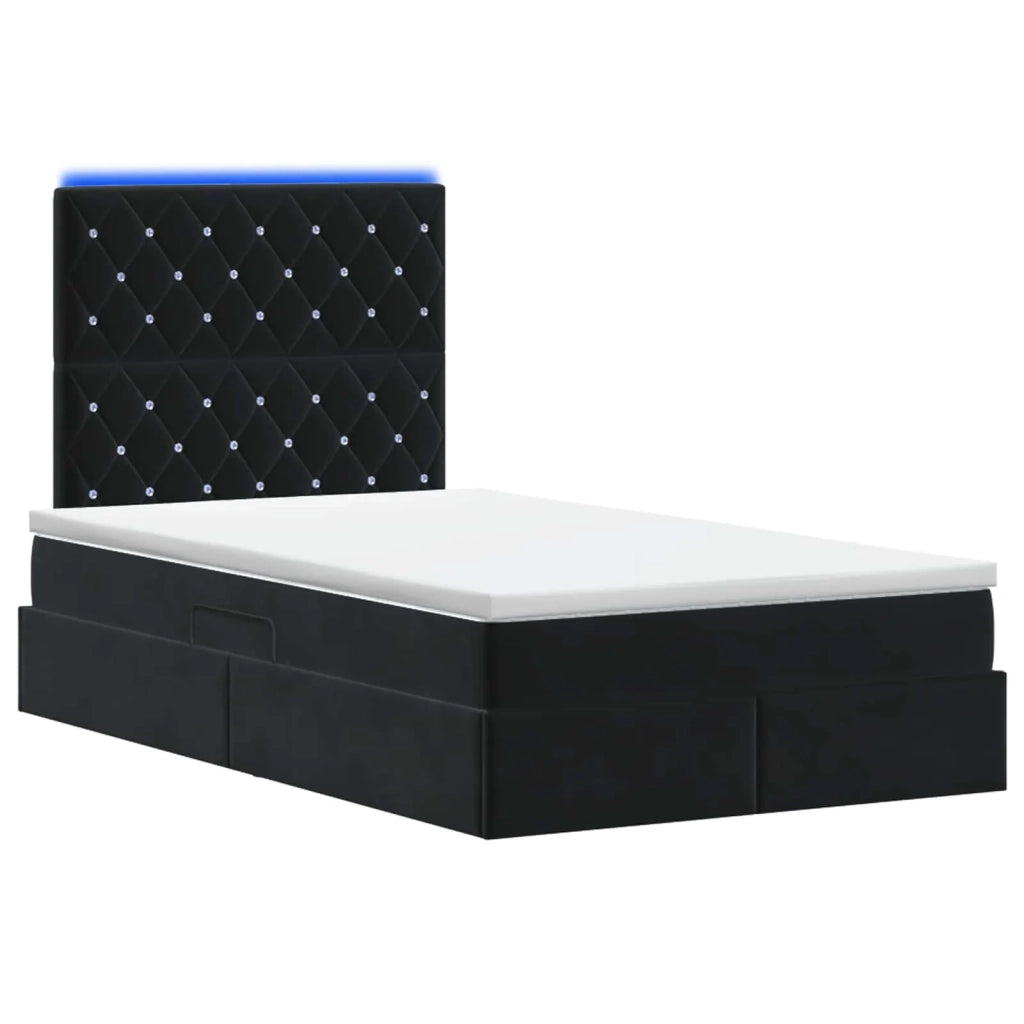 Letto con contenitore LED e materasso Nero 120 x 200 cm Velluto 3460064