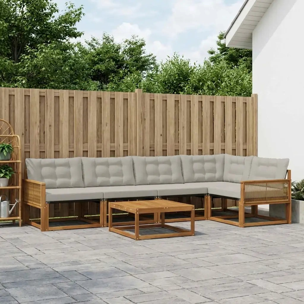Set di divani da esterno 6 pcs Naturale e Grigio Chiaro 3381443