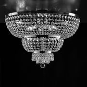 Plafoniera imperiale in ferro e ottone Cromato con stass otto luci 65x h48 cm