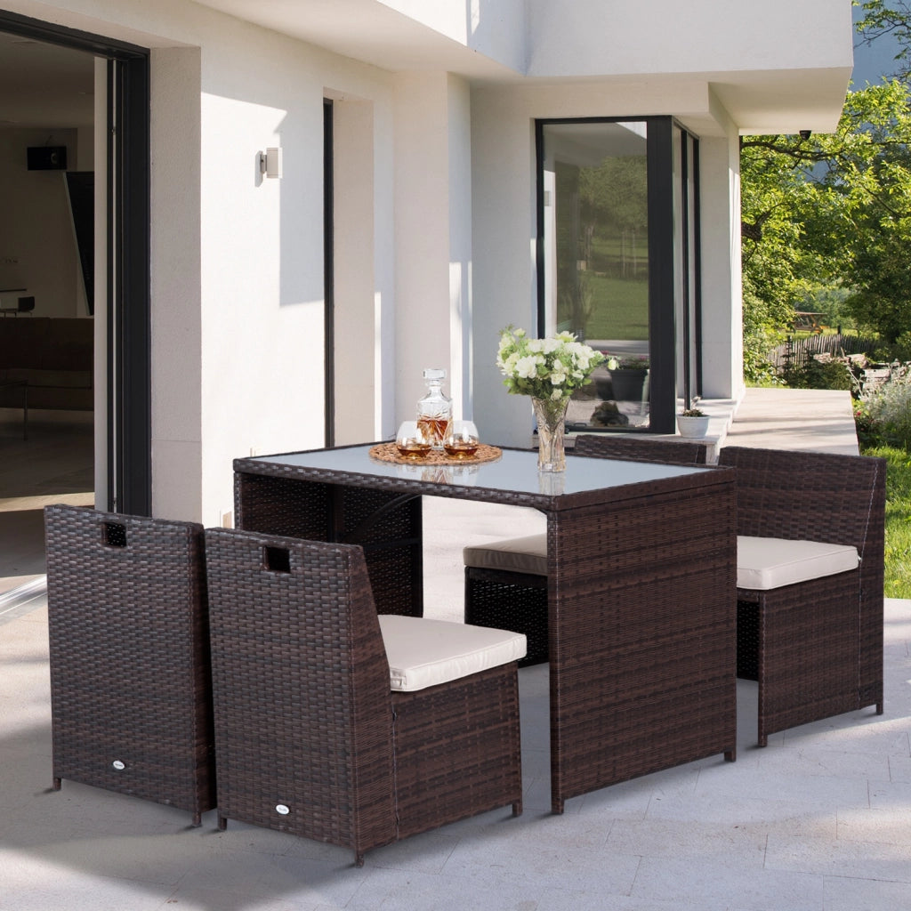 Set Giardino 5 Pezzi in Polyrattan ¨C zephmum ¨C Marrone+Khaki