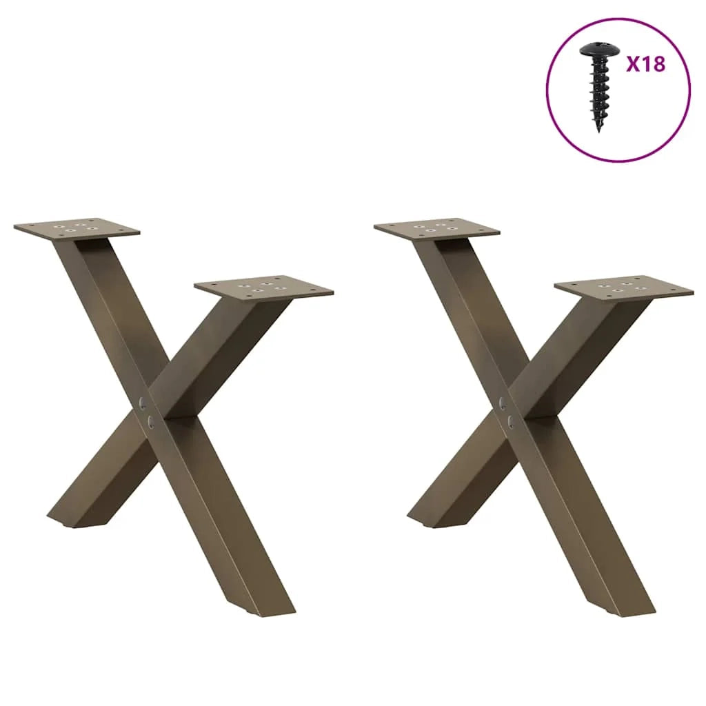Set di 2 gambe regolabili per tavolino a forma di X 50 x 30 cm in acciaio naturale 02_0057154