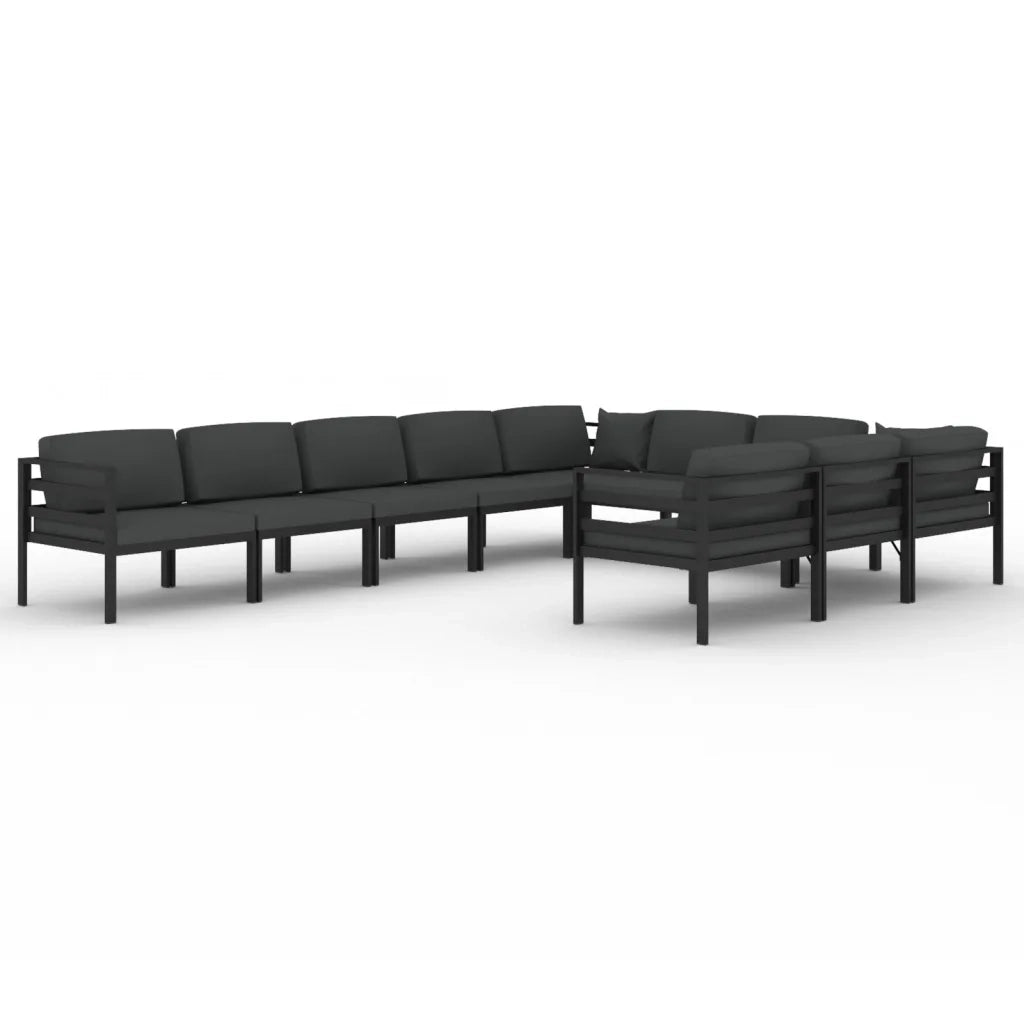 Set Divani da Giardino 10 pz con Cuscini in Alluminio Antracite cod mxl 35673