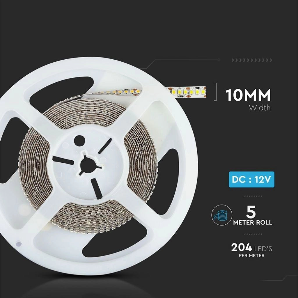 V-TAC VT-2835 204 Striscia Strip LED SMD2835 18W/mt 5mt 204 LED/mt 12V 4000K IP20 SKU 2462