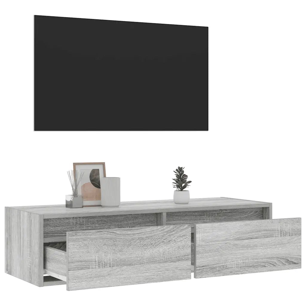 Mobile Porta TV con Luci LED Grigio Sonoma 100X35,5x25 cm 860243