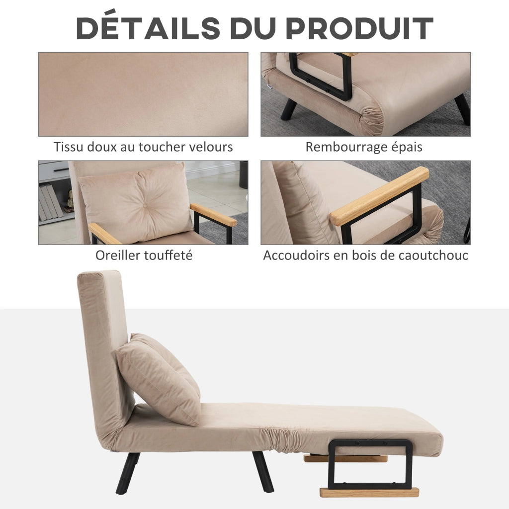 Poltrona letto ¨C zephmum ¨C tessuto velluto beige