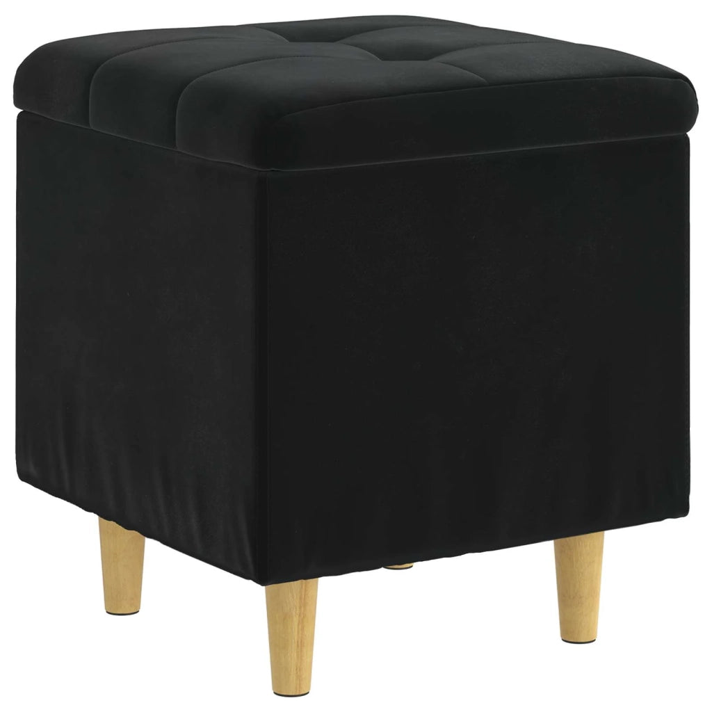 Pouf contenitore con cuscino Nero 40 x 40 x 45 cm Velluto 876814