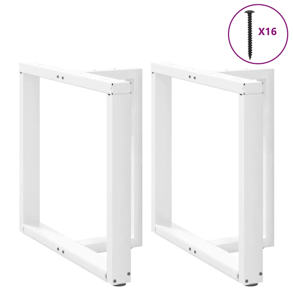 Gambe per tavolo da pranzo a forma di T 2 pz bianche 80x35x(72-73) cm in acciaio 4013061