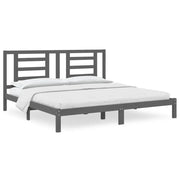 Letto matrimoniale | Letto per adulti | Giroletto Grigio in Legno Massello di Pino 200x200 cm