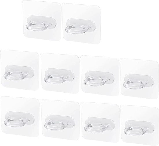 Set di chiodi per asciugamano 10 pezzi - Autoadesivi - Chiodi rotondi - Impermeabili - PVC - Dimensioni 7 x 7 cm - Chiodi per parete