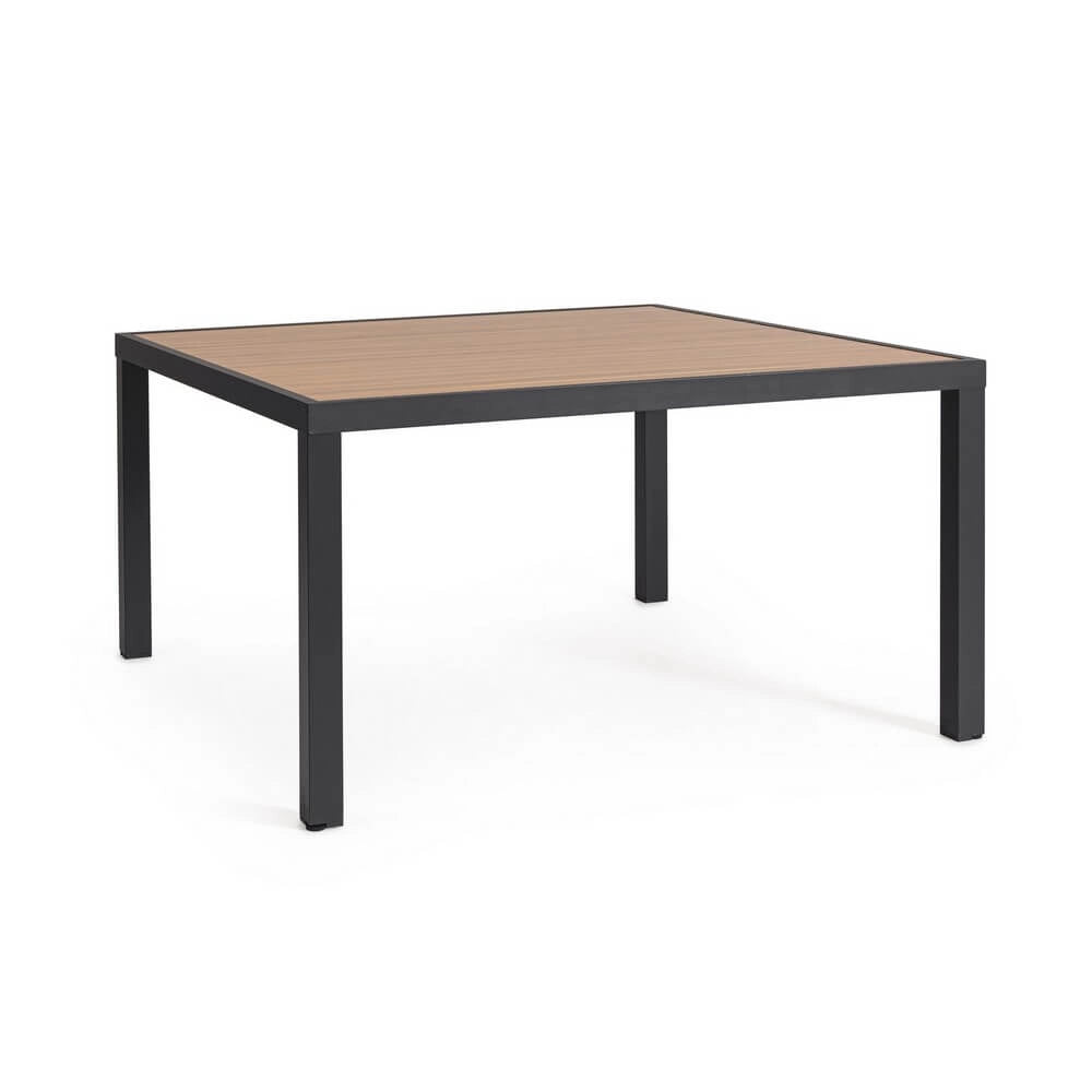 Tavolo da Giardino Quadrato in Alluminio Effetto Legno 136x136 - HALVORN