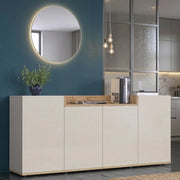 Madia Swink, Credenza 6 Ripiani Made in Italy, 160x35x70h cm Bianco Cashmere