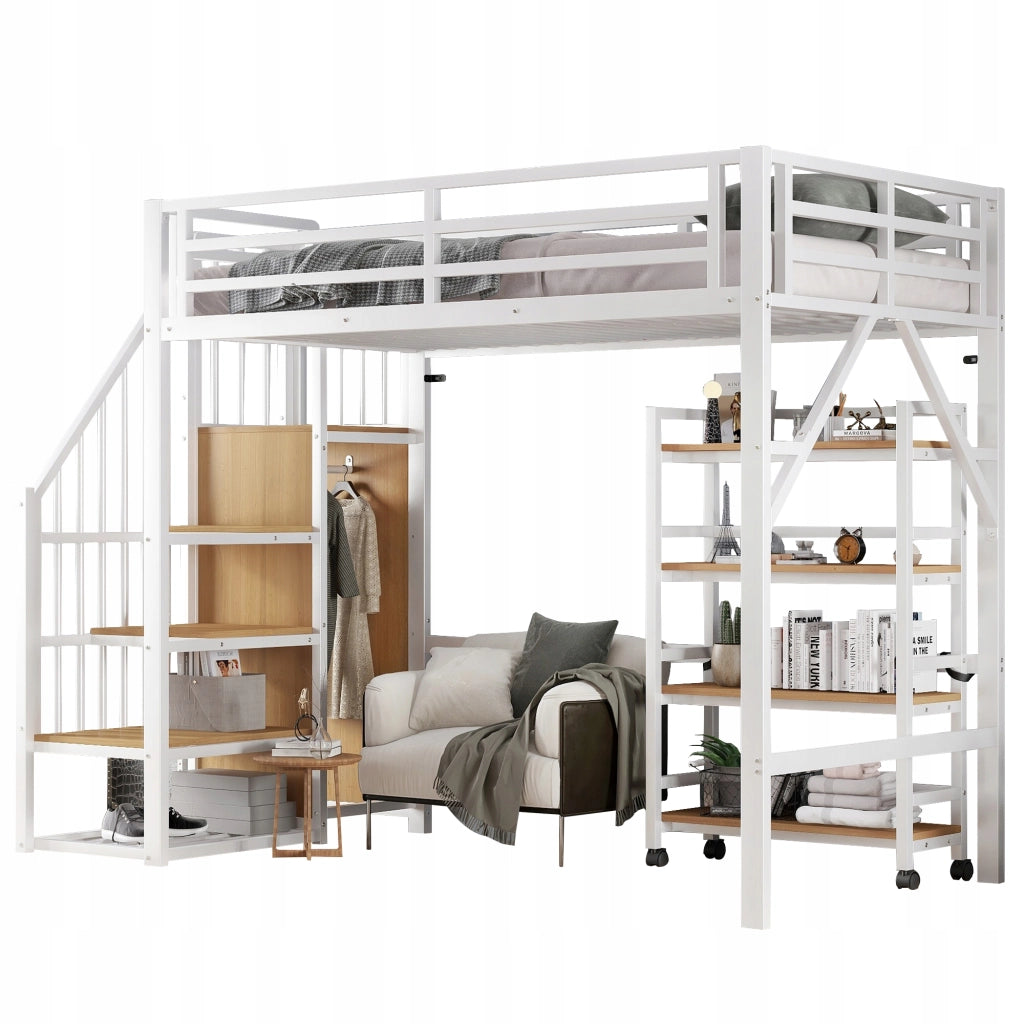 Letto a castello 90x200 bianco - Xylo - con scaffale e ripostiglio