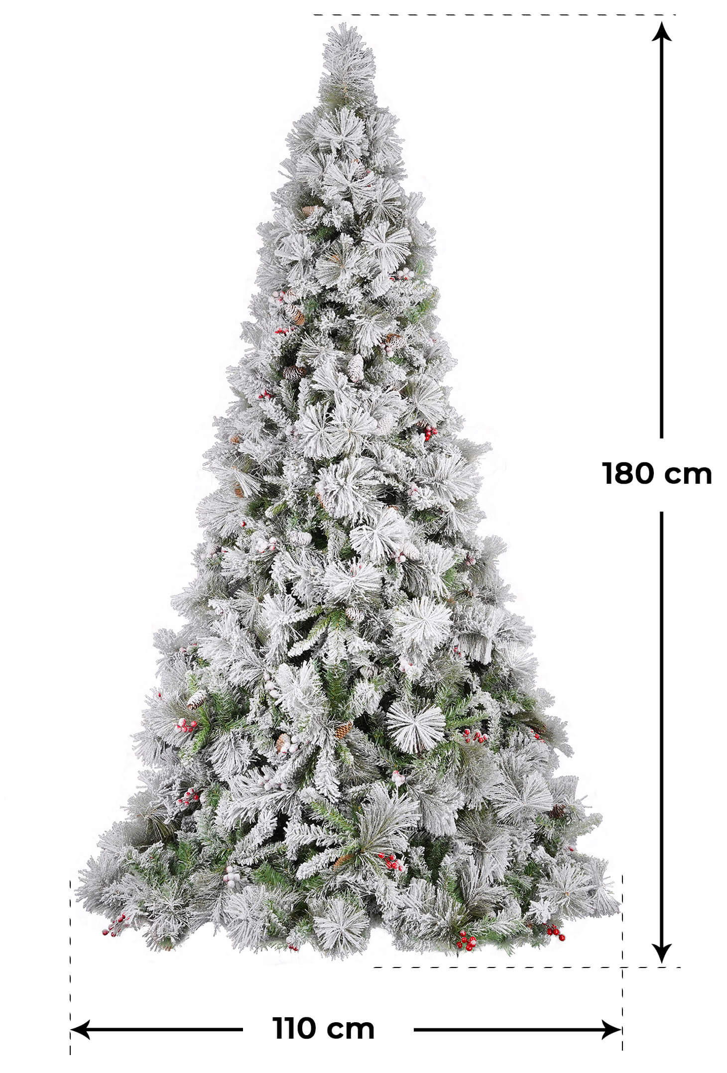 Albero di Natale Artificiale Innevato 240 cm 77 Rami Argentato delle Murge Verde