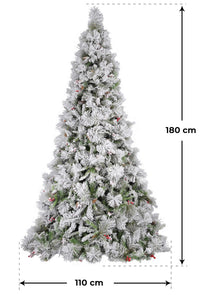 Albero di Natale Artificiale Innevato 240 cm 77 Rami Argentato delle Murge Verde