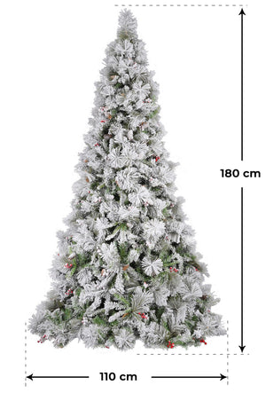 Albero di Natale Artificiale Innevato 240 cm 77 Rami Argentato delle Murge Verde