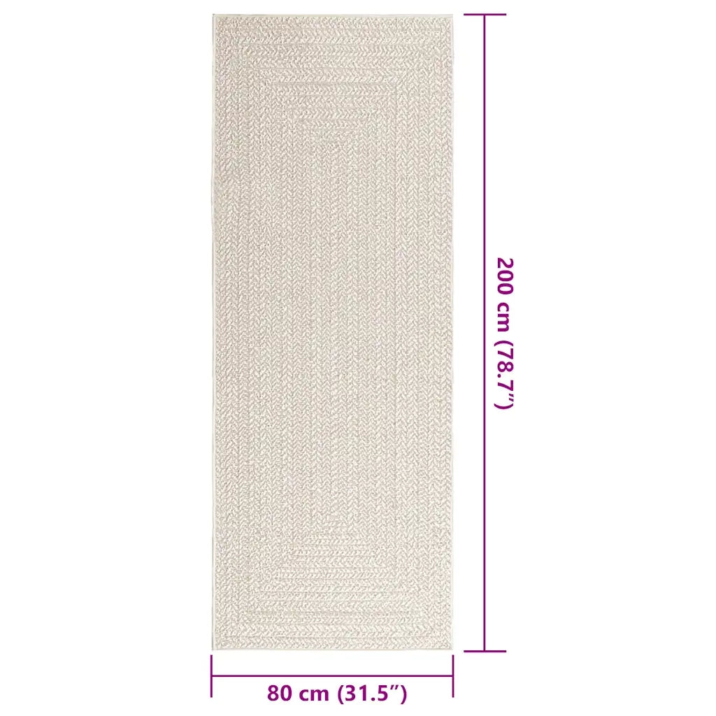 Tappeto ZIZUR Crema 80x200 cm Aspetto Iuta Interni ed Esterni 4010360
