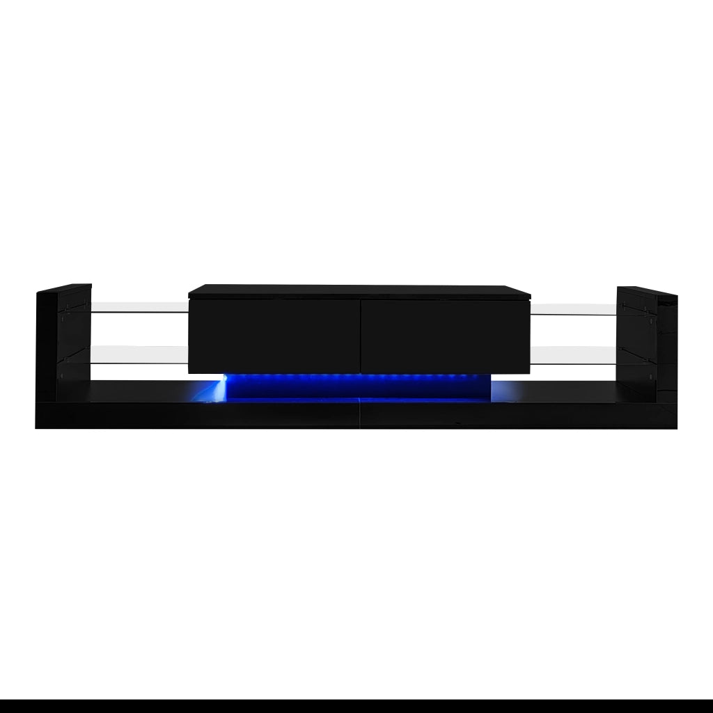 Set Mobile TV con LED ¨C Xylo ¨C Nero Lucido, Parete e Tavolino da Salotto