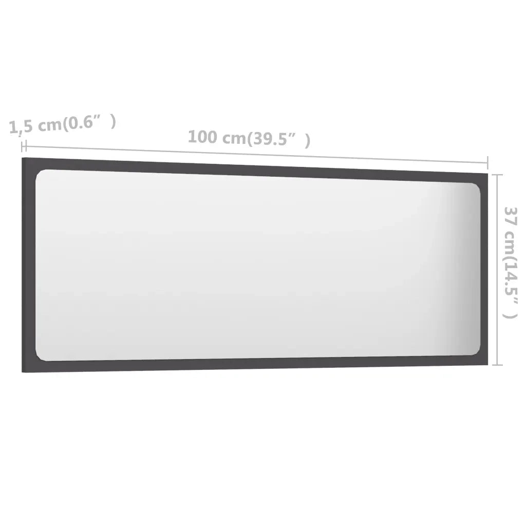Specchio da Bagno Grigio 100x1,5x37 cm in Truciolato cod mxl 60171