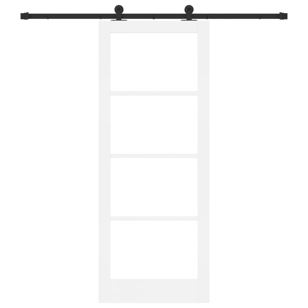 Porta scorrevole  con set di hardware 'ORKDAL'Bianco Legno Massello & Vetro