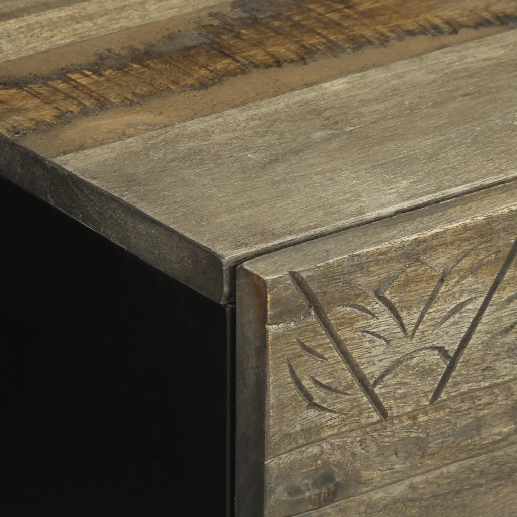 Comodino-Tavolino da notte Grigio Chiaro 40x33x46 cm in Legno Massello di Mango 238077