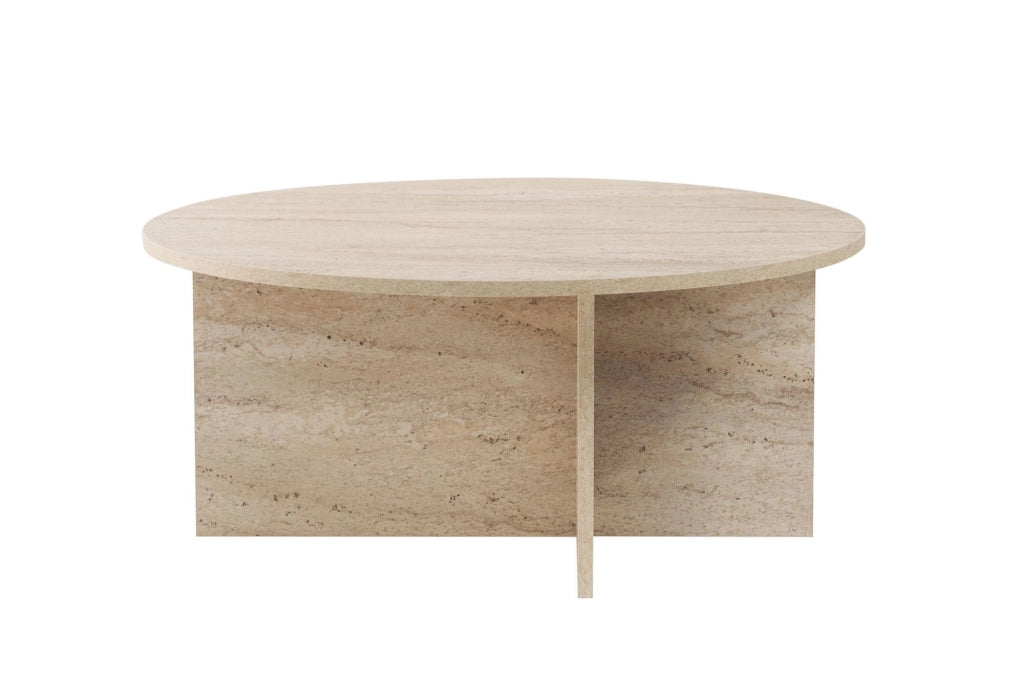 Tavolino da caffè in legno "Sun" - 90 x 90 x 40 cm - Travertino