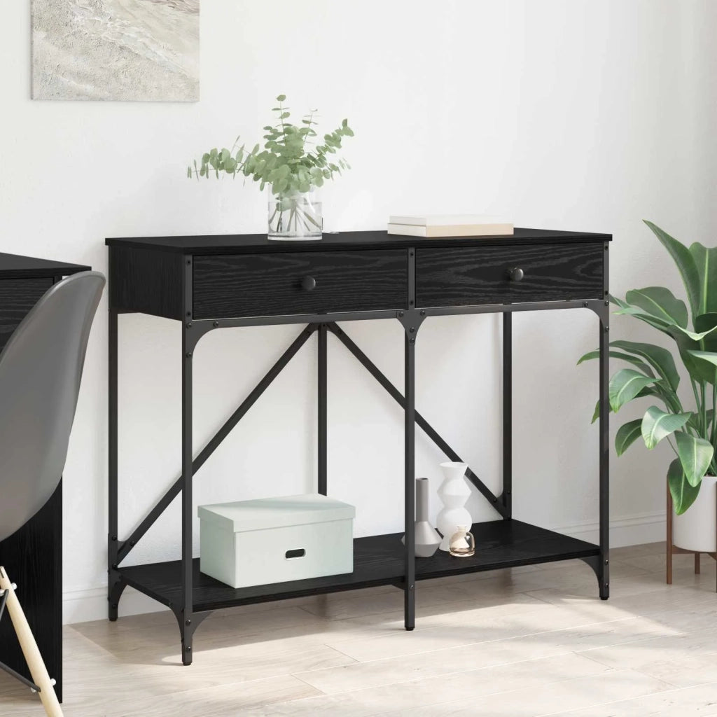 Tavolo consolle con cassetto Rovere Nero 100 x 39 x 78,5 cm 882808