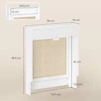Copritermosifoni con Anta in rattan e Scomparto, Design Boho, Bianco