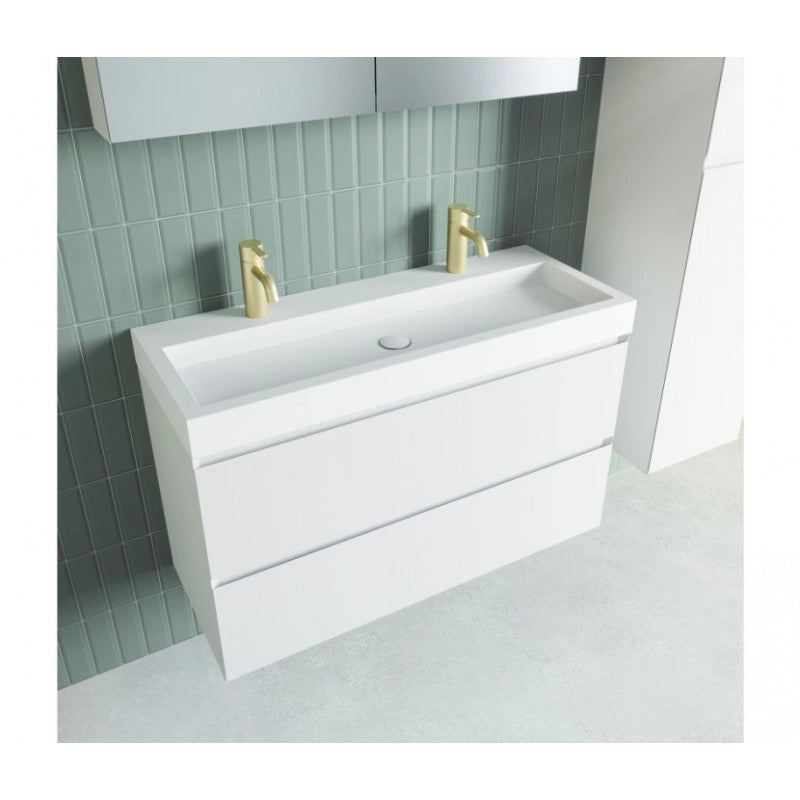 SPRING VOW RIHO lavabo 120x40x8 cm 2 fori in marmo composito