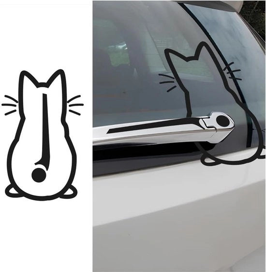 Decorazione universale per auto con gatto cartoon - Achterraam decorazione universale autosticker acqua resistente (nero) .