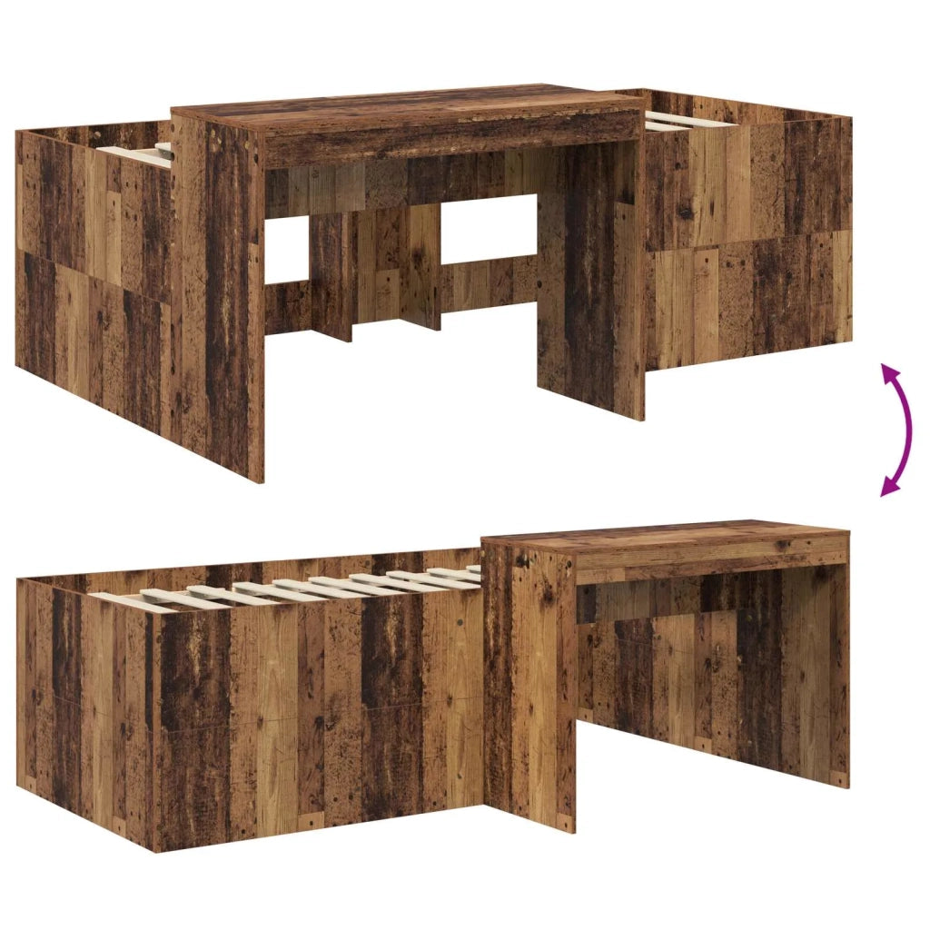 Letto alto per bambini con scrivania Legno antico 98.5 x 200 cm 3422665
