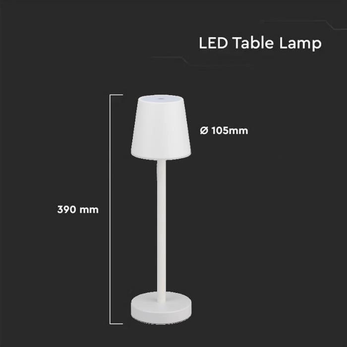 Lampada da tavolo LED 3W dimmer USB-C batteria bianca V-TAC