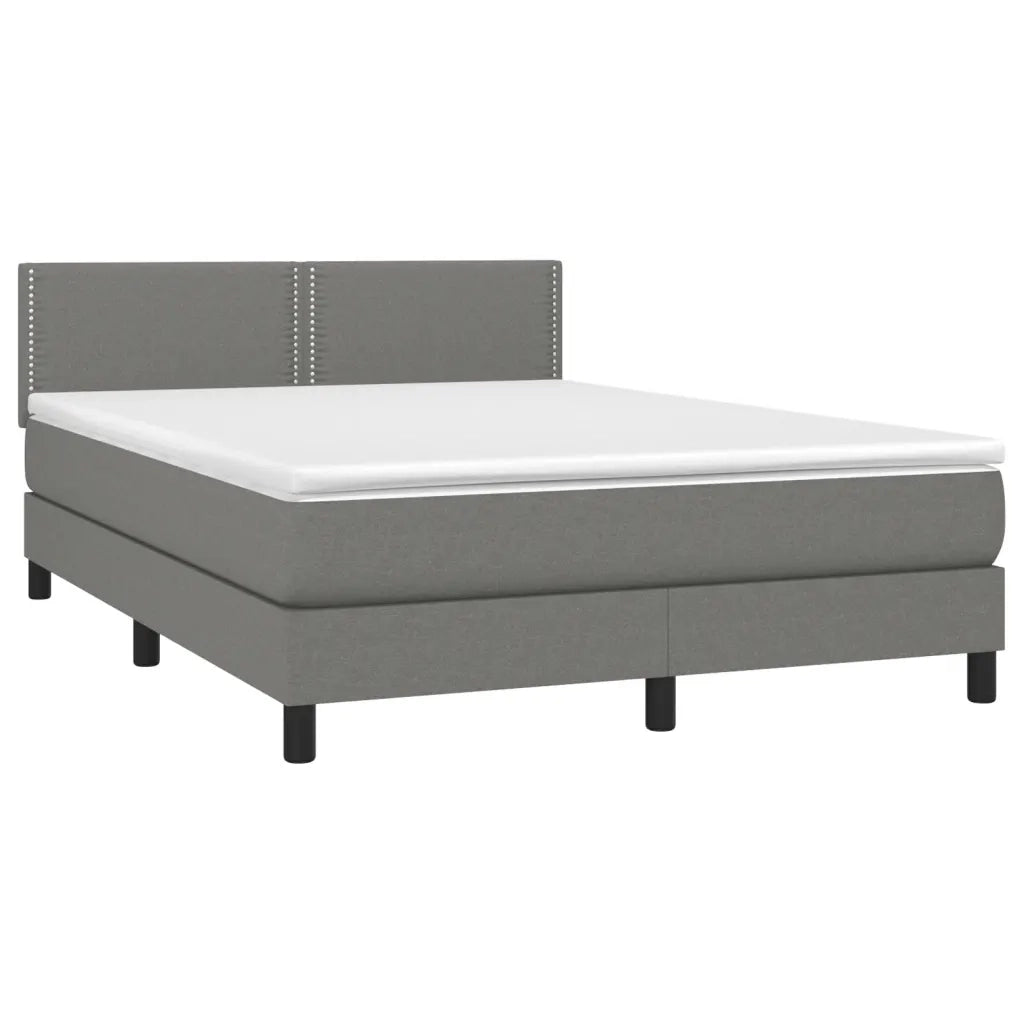 Letto a Molle Materasso e LED Grigio Scuro 140x200cm in Tessuto 3133078