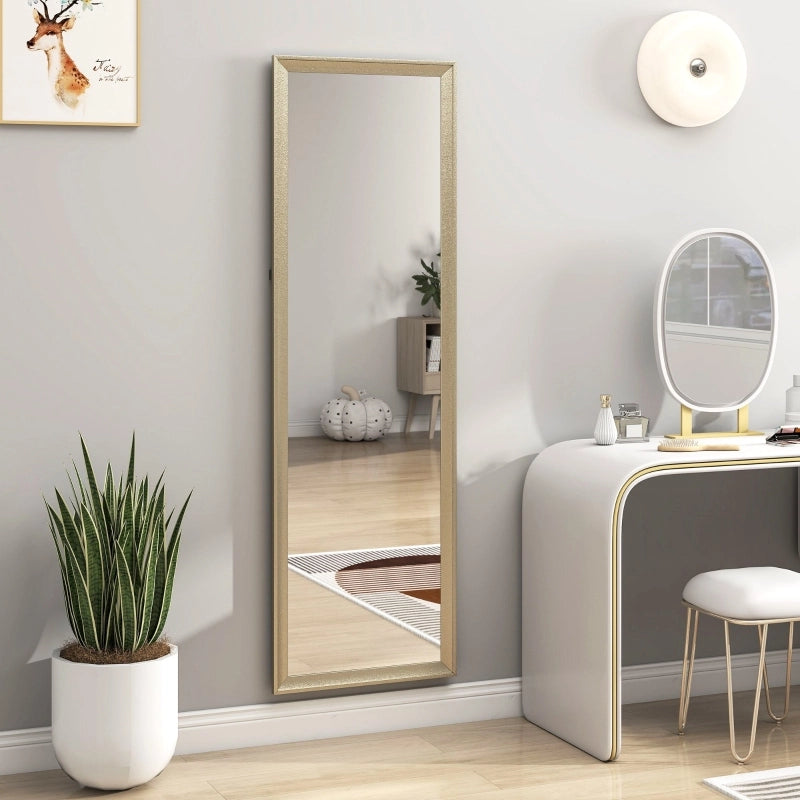 Specchio a figura intera, orientabile in modo flessibile, 160 x 50 cm, color oro.