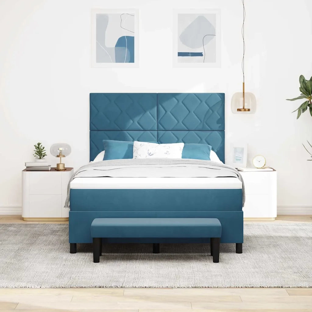 Letto a molle con testiera Blu scuro 200 x 160 cm Velluto 3344592