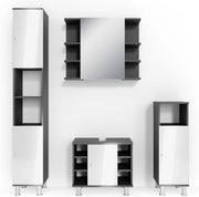 Set mobili bagno Fynn, Antracite, 60 cm, composto da mobile lavabo, pensile a specchio, colonna e base media