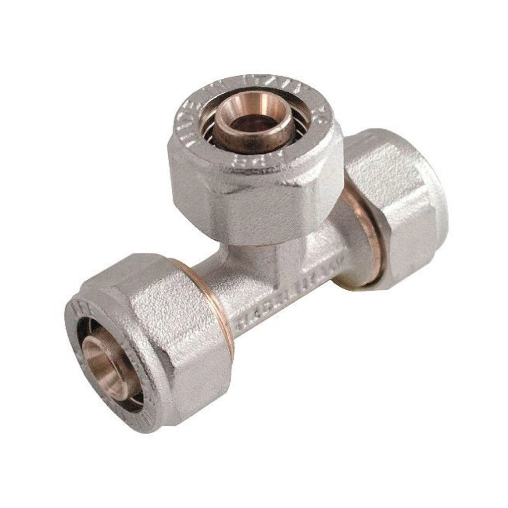 RACCORDO A T INTERMEDIO A STRINGERE A CORPO UNICO PER TUBO MULTISTRATO MODELLO 731F - Ø26-26-26  - APE