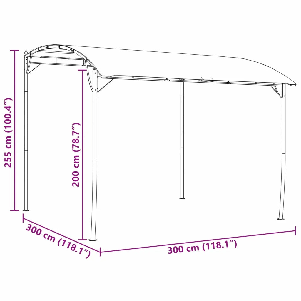Gazebo 3 x 3 x 2,55 m Verde Tessuto e Alluminio 180 gsm