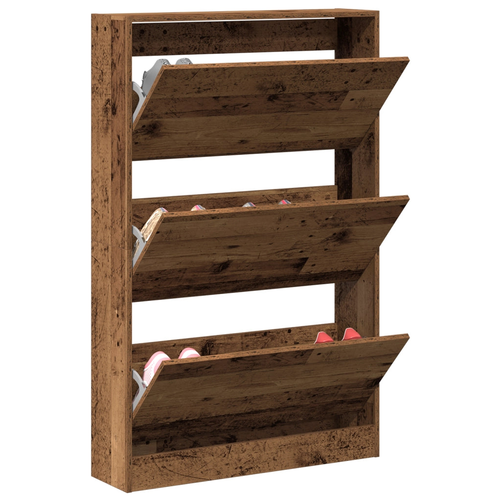 Armadio per scarpe in legno vecchio 80x21x125,5 cm in legno ingegnerizzato