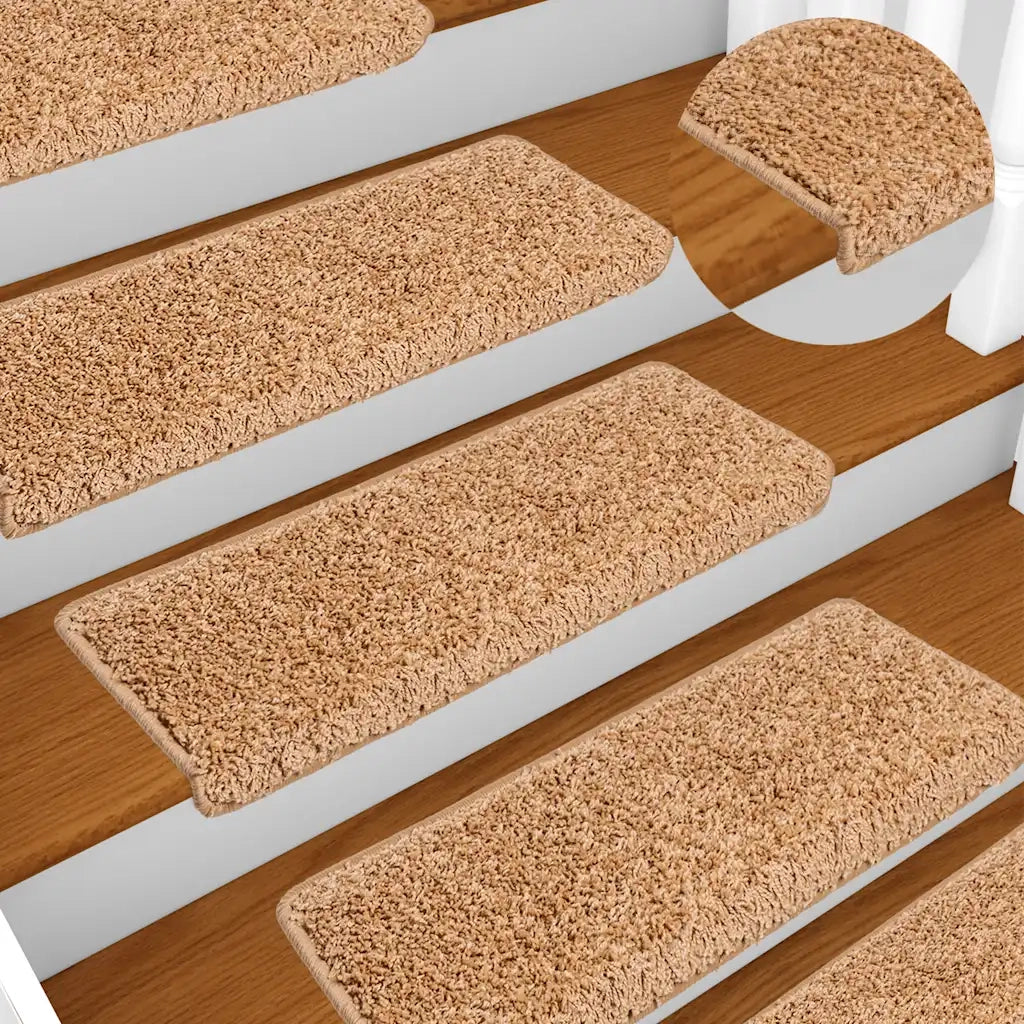 Tappetini per scale 20 pz | Gradini per Scale 65x21x4 cm Beige Bordo rettangolare