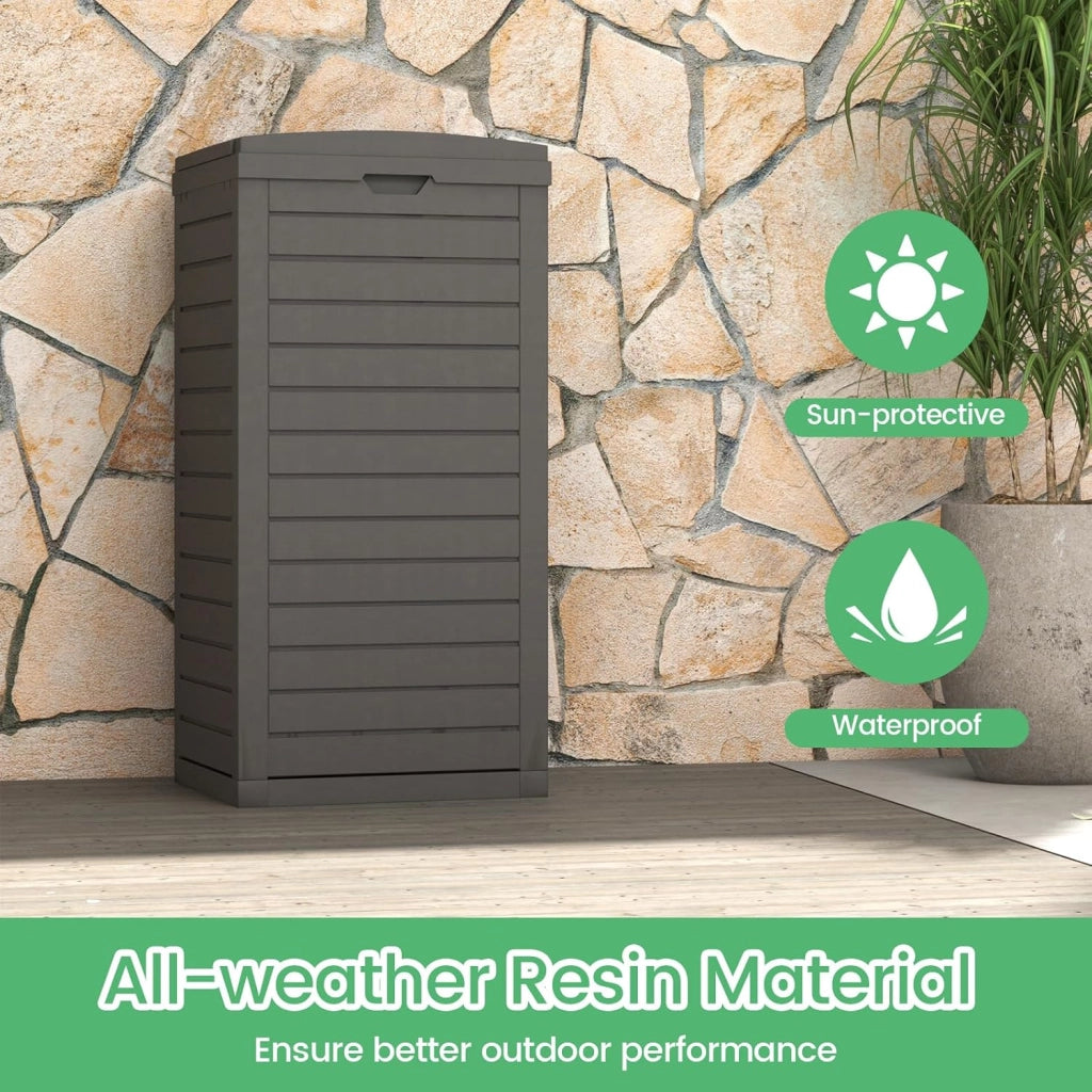 Bidone Spazzatura 118L con Coperchio e Maniglia, Contenitore Rifiuti Giardino con Vaschetta Raccolta Estraibile, Impermeabile per Terrazze