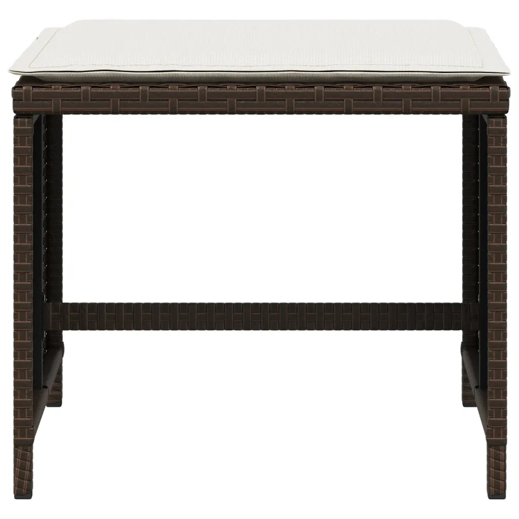 Sgabelli Giardino con Cuscini 4 pz Marroni 40x40x35cm Polyrattan CFW2270361