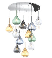 SOSPENSIONE CROMO 12 LUCI TONDA VETRI 3X TR + 3X AM + 2X FU + 2X VE + 2X BL 1177CR-S12 T-MC