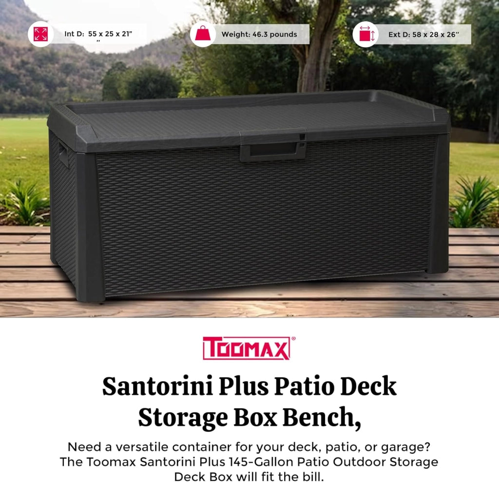 Baule da Esterno Interno Multiuso in Resina Santorini Antracite 550 Litri