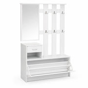 Mobile Ingresso Attaccapanni Con Scarpiera E Specchio Salvaspazio Per Entratina 97 x 35 x 25 cm Bianco