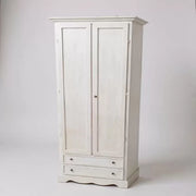 Armadio 2 porte 2 cassetti legno shabby bianco anticato 87x40x192 - Mobili 2G