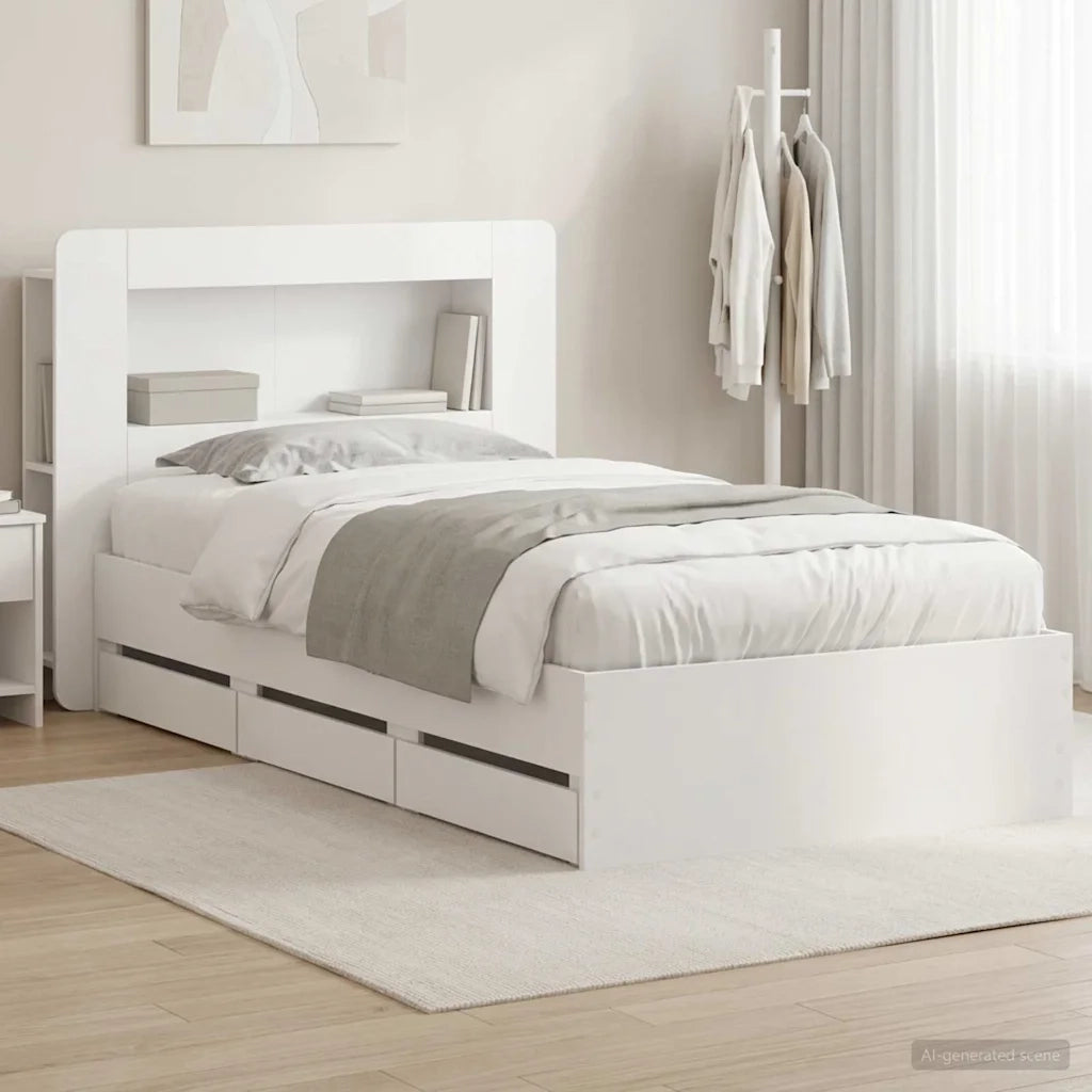Struttura del letto con stoccaggio e testata Bianco 80 x 200 cm 3434003