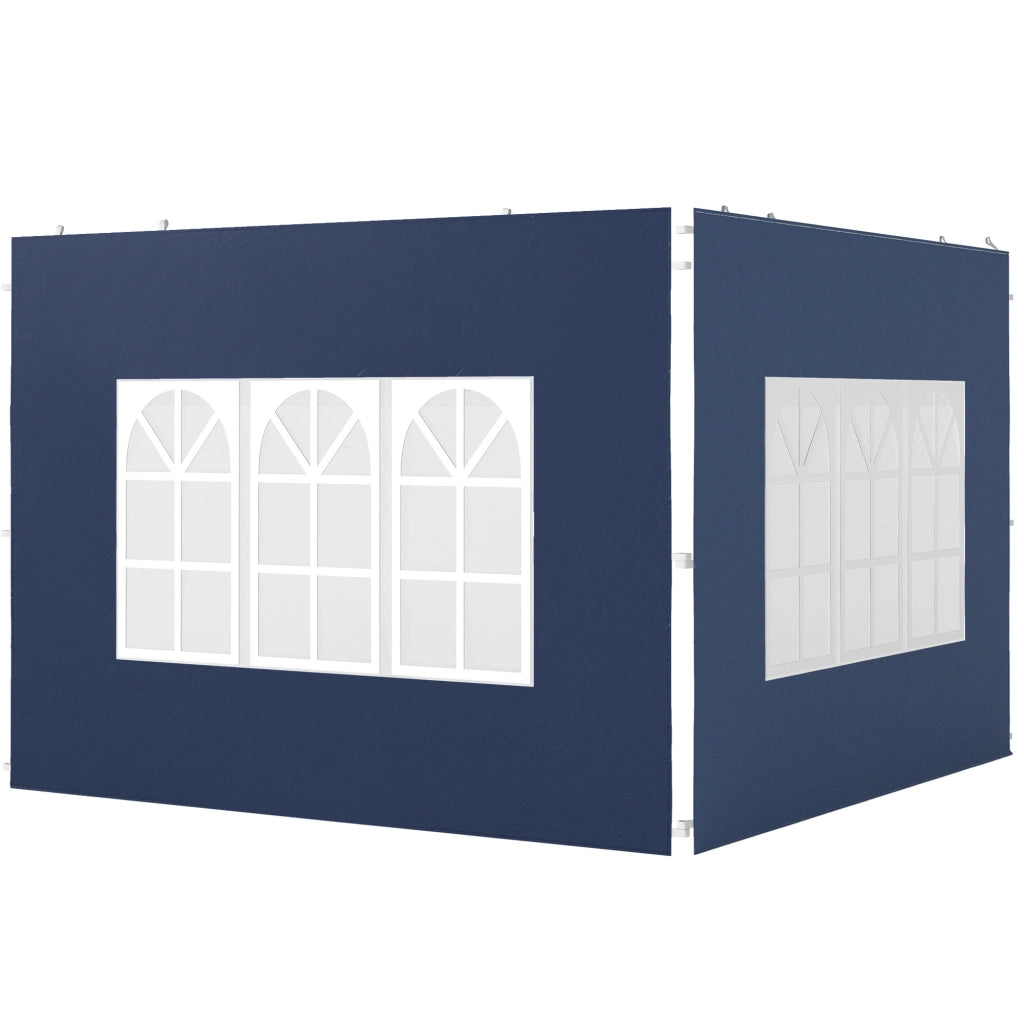 Set 2 Pezzi Pareti Laterali per Gazebo 3x3 3x6 ¨C Zephmum ¨C Blu Impermeabile con Finestra