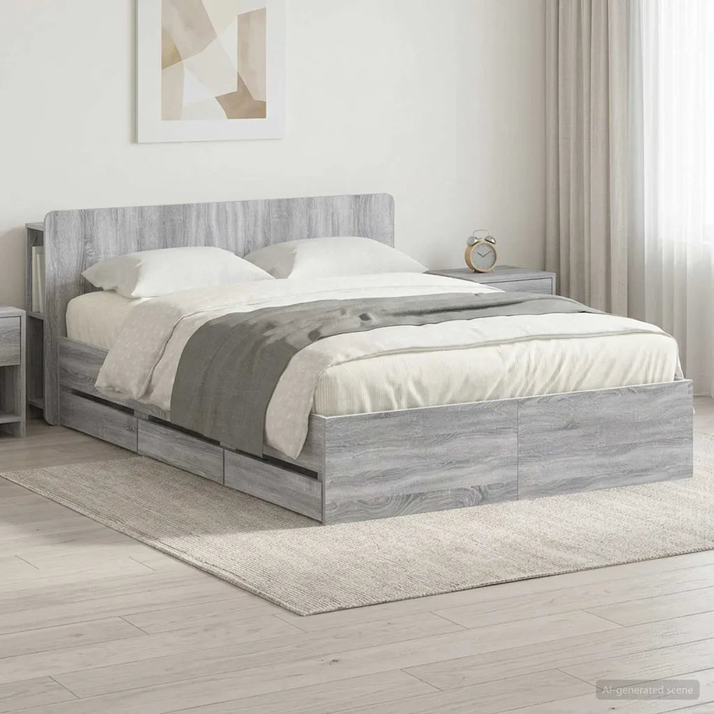 Telaio del letto con storage Sonoma grigio 140 x 200 cm
